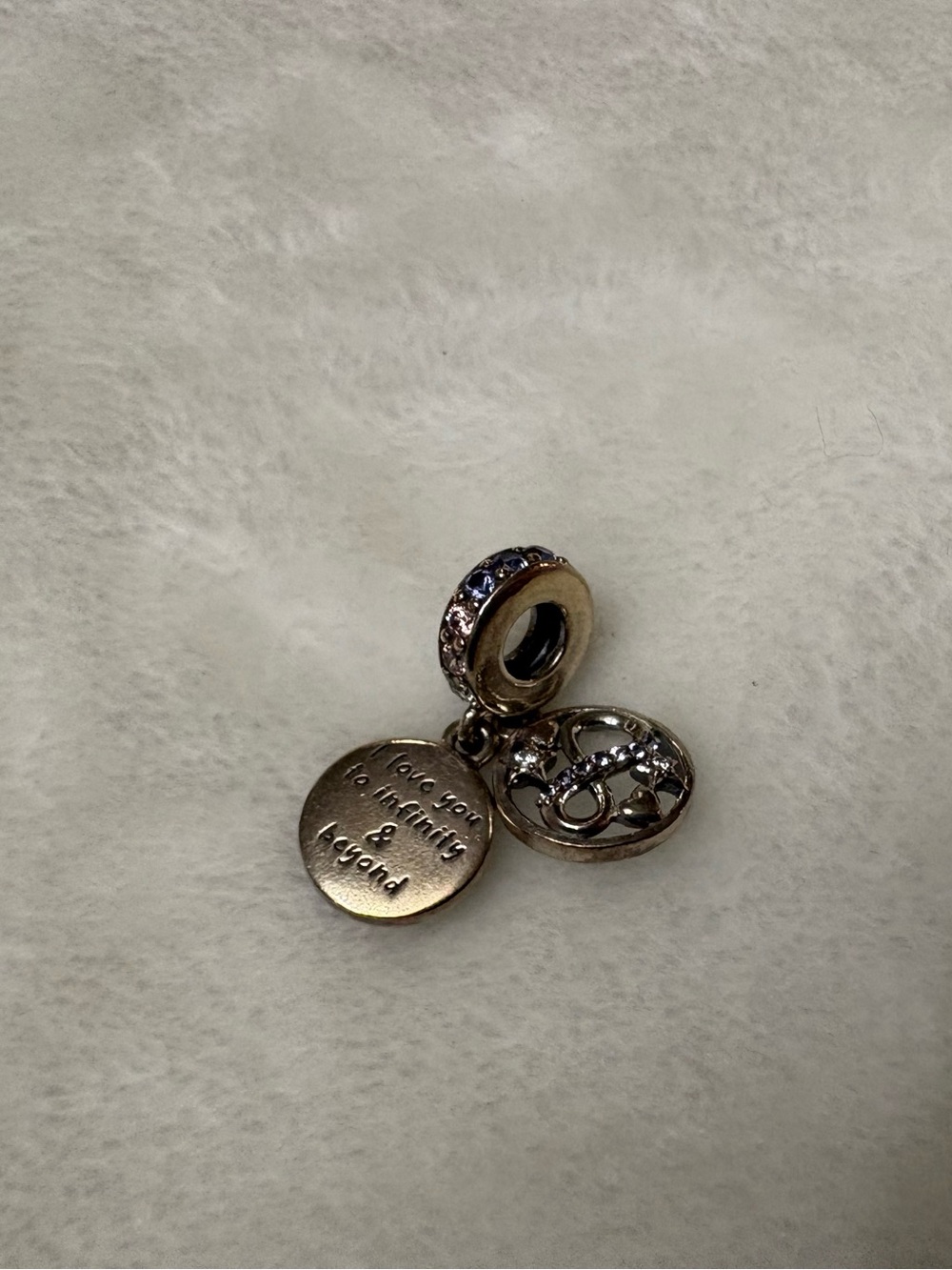 Retired Pandora Glittering Infinity Hearts Stars Dangle Charm 798829C01 Sterling